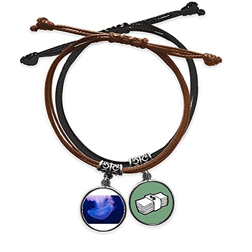 Pulsera de medusa en cuero legítimo con detalles marinos