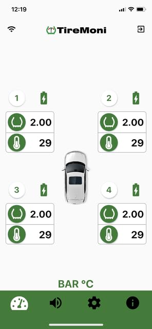 TireMoni STM-572-S4X-2 Smartphone TPMS Kit, 4 sensori a 12,5 Bar.
