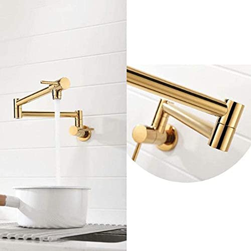 Foldable Kitchen Faucet Wall Mounted, 360 Rotating Telescopic Multifunction Double Handle With Cold Water Faucet, Mixer Tap Kitchen Faucet Sink Faucet-Brown Antique (Color : Braun Uralt) #TOP3