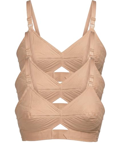 Image of Brida Kavya Xtra Soft Cotton Round Stitch Bra for Women | Full Coverage | Non-Padded | Wireless | Double Layer Support | Heavy Bust | Combo Pack | Colours May Vary