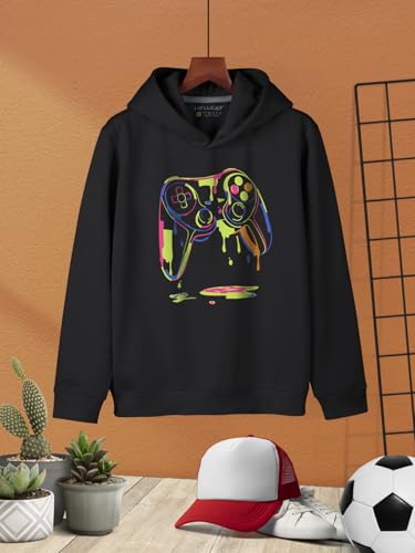 Image of HELLCAT Printed Cotton Blend Hoodie T-shirt and Jogger Trackpant Clothing Set for Boys.