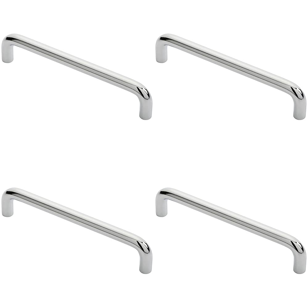 4X Round D Bar Cabinet Pull Handle 138 X 10Mm 128Mm Fixing Centres Chrome 5056524200841