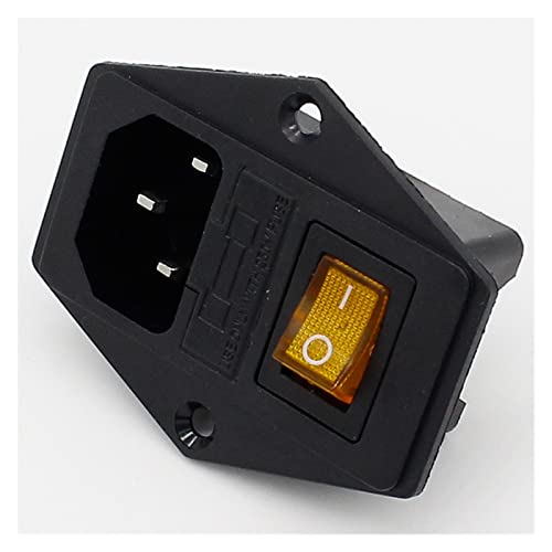 Prise de courant AC en laiton avec interrupteur bascule et fusible 10A jaune x5
