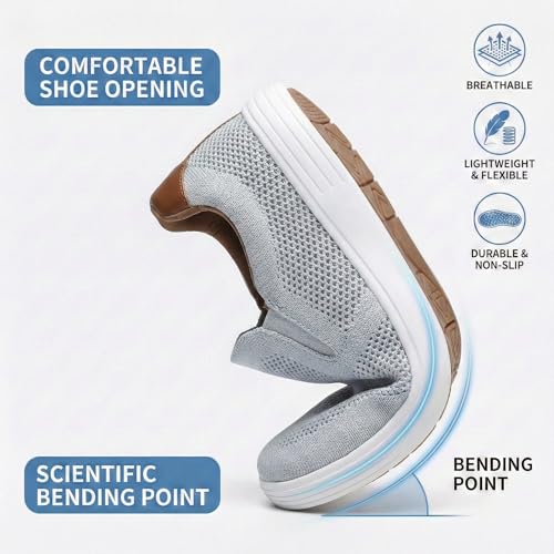 Image of konhill Mens Slip On Loafers Sneakers - Casual Knit Walking Shoes for Men, Lightweight Breathable Memory Foam Boat Shoes, Comfortable Slip-On Driving Loafers for Work Travel Beach