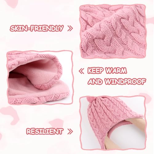 Duoyeree Kids Beanie Hat for Boys Girls Pom-pom Kint Hats Cozy Lining Winter Skull Cap4