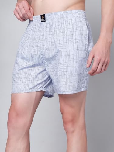 Image of Urban Scottish Men's Pack of 2 Cotton Printed Boxers with Side Pockets