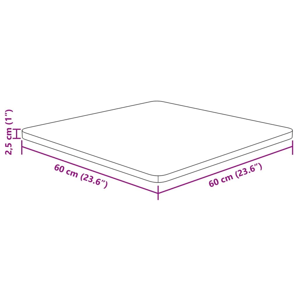 Piano da tavolo quadrato marrone chiaro, 60 x 60 x 2,5 cm, rovere trattato, piano per mobili da cucina, ufficio, soggiorno, fai da te, accessori da costruzione, ricambio stabile per telaio del