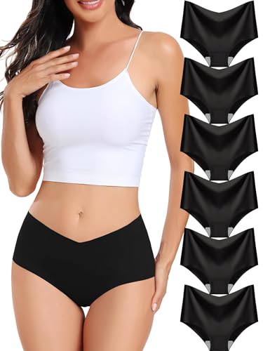 Image of Women's Seamless No-Show Bikini Underwear Comfortable Stretch Invisible Hipster Panties for Everyday Wear 6PACK