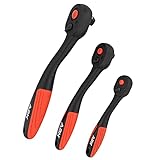 ABN Socket Ratchet Set - 3pc Ratcheting Wrench Set with Reversible 72 Tooth Mechanism for 1/4, 3/8, and 1/2in Sockets
