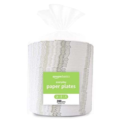 Amazon Basics Everyday Paper Plates, 8.62 Inch, Disposable, 200 Count