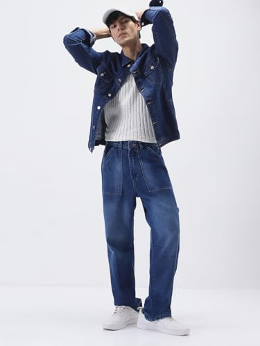 Image of Urbano Fashion Men's Regular Fit Washed Full Sleeve Denim Jacket