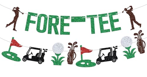 Golf Fore-tee Banner, Golf 40th Birthday Decoration, Funny Golf Theme Forty Years Sign for Golfer Fans, 40th Birthday Party Decorations Supplies for Men Women