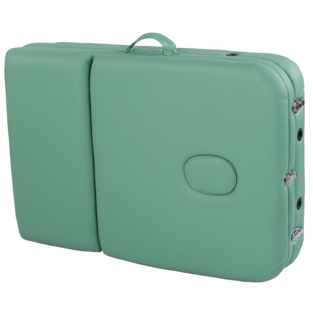 Mira Lettino da massaggio 3 zone, Relax, Lettini per massaggi in legno portatile, richiudible, con pannello reiki angoli rinforzati per fisioterapia tatuaggi estetica (Verde)