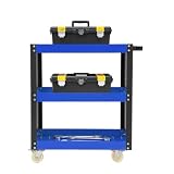 Steeviuzj 3 Ebenen Werkzeugwagen Transportwagen für Garage (Blau+Schwarz)