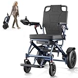 ByteTecpeak D14 Lightweight Foldable Electric Wheelchair Removable Lithium Battery, 20km Range, 500W Motor, Ultra-Portable 18.5kg Aluminium Powerchair for Travel & Airplane Approved