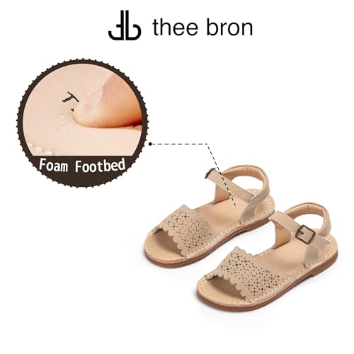 Image of THEE BRON Toddler Girls Vintage Open Toe Sandals Cushioned Comfy Summer Dress Shoes