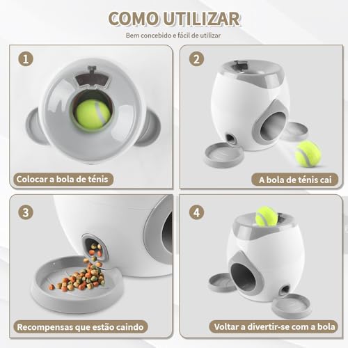 Arremessador de Bolinha Pet, Lancador de Bolas para Pet, Lançador Automático com 2 Bolas de Tênis, T