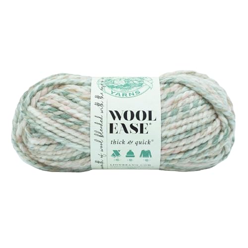 Image of Lion Brand Yarn Wool-Ease Thick and Quick Yarn, Soft and Bulky Yarn for Knitting, Crocheting, and Crafting, 1 Pack, Seashell | Super Bulky Wool Acrylic Blend Fiber for Soft Hats, Sweaters, Chunky Blankets, Yarn for Crochet, Knitting, Crafts, Weaving