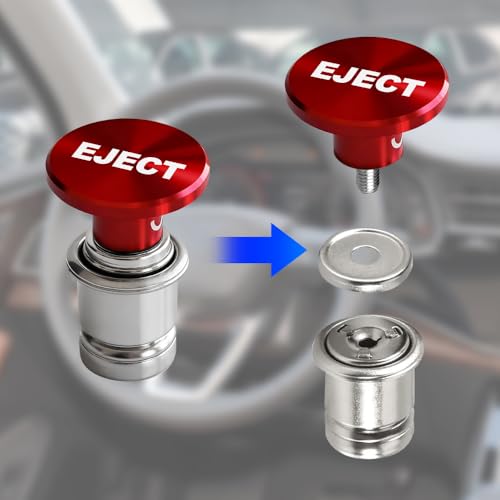 Image of Fire Missiles Button Car Cigarette Lighter Plug, Car Cigarette Lighter Replacement, Aluminum Alloy Push Button Lighter Plug, Standard 12V Fast Heating Power Socket for Auto