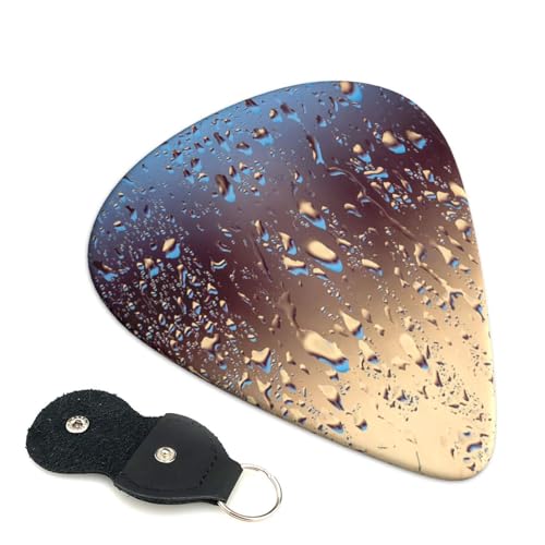 ガラスに落ちる雨滴プリント エレキベースウクレレピック Abs 素材エレアコ弦楽器 初心者トライアングルピック 6 枚セット 0.71mm