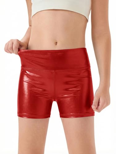 Image of Haloumoning Girls Athletic Shorts Kids High Waisted Yoga Dance Biker Shorts Comfy Gymnastics Shorts 5-14Y