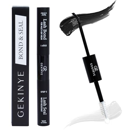 Gekinye 2-in-1 Lash Bond and Seal - Waterproof Lash Cluster Glue for 48-72 Hours Strong Hold,...