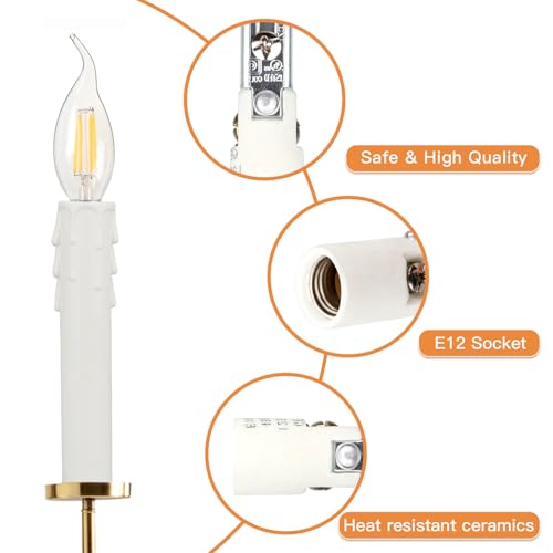 Helunsi 6 conjuntos de soquetes de lustre E12, substituição de soquete de candelabro, soquete de luz