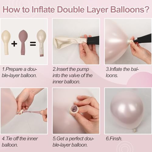 Image of Dusty Pink Balloons, 12 Inch Double Stuffed Blush Pale Light Pink | Pearl Balloon Clear Balloon for Women Girls Baby Shower Bridal Shower Wedding Boho Birthday Party Decorations