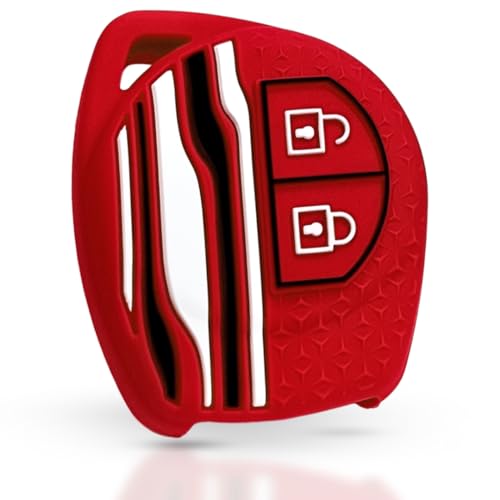 Image of KEYCEPT Tristar Key Cover for Suzuki Swift, Dzire, Ertiga, Baleno, Grand Vitara, Celerio, WagonR, Brezza, Scross, Fronx, Jimny, Ignis 2 Button Remote Key. (Red)