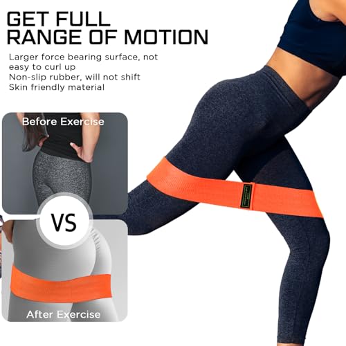 Image of 12 Pcs Fabric Resistance Bands for Working Out Non-Slip Booty Exercise Loop Bands for Women Men Glutes Hip Thigh Butt Yoga Pilates Fitness Gym, Light Medium Heavy