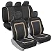 Advanced Performance Car Seat Covers - Instant Install Sideless Fronts + Full Interior Set for Auto (Black/Beige)