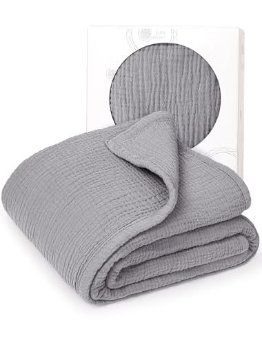 Image of lulumoon Muslin Quilt Blanket, Crib Blanket for Baby and Toddler,47x47 Inches(Gray)