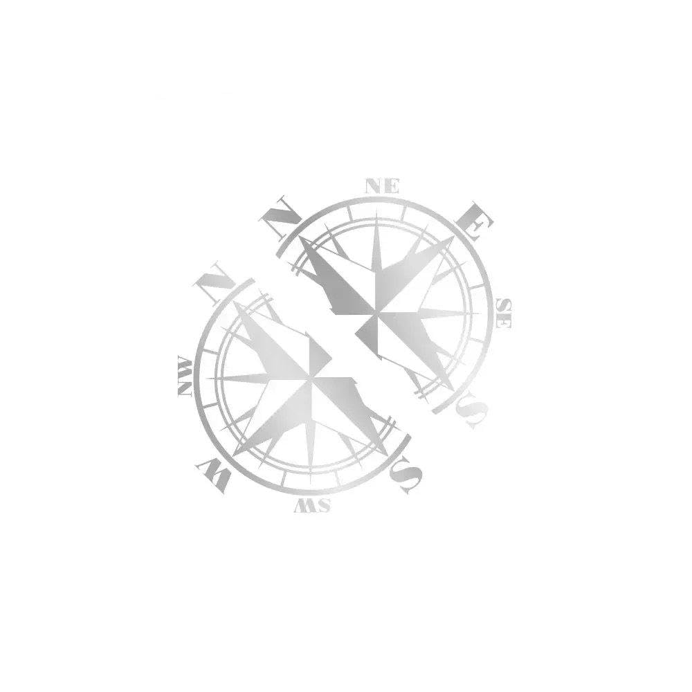 2PCS Car Side Body Stickers Auto Body Vinyl Compass Decals(Matt Silver)