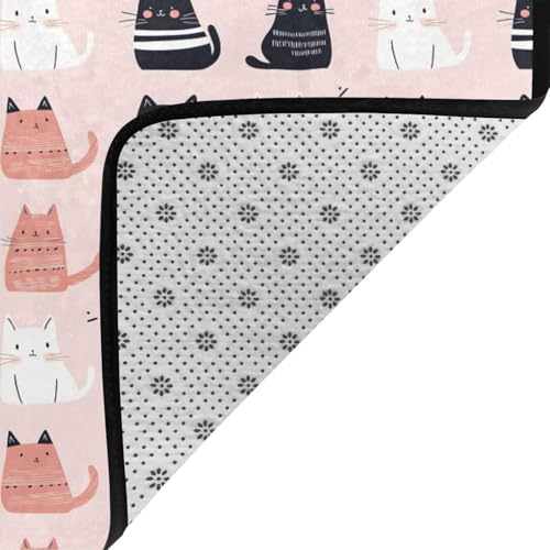 Grand tapis de salon chat mignon 203x147 cm lavable et doux