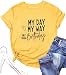 Unique My Day My Way My Birthday Graphic Print T Shirt Summer Casual Short Sleeve Birthday Queen Tee Tops(Yellow L)