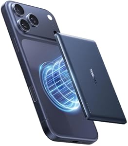 TORRAS MiniMag Ultra Slim Powerbank für Magsafe, 18W Schnellladen 5000mAh Magnetische Powerbank Klein, Wireless Externe Akkupack mit USB-C-Kabel für iPhone 17 Pro Max/Air/16/15/14/13/12, Tiefblau