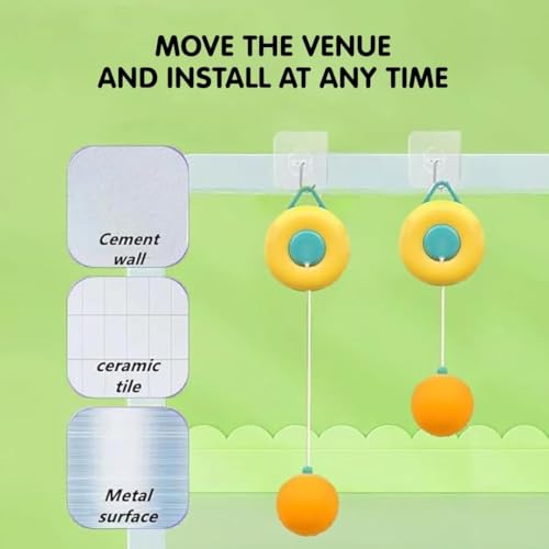 Image of BELOXY Kids Indoor Hanging Table Tennis Trainer Set, 2 Rackets & 3 Balls, Adjustable Height Self Training Game (Pack of 1)