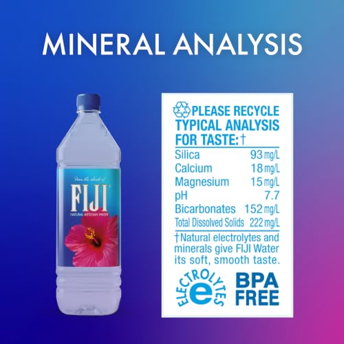 Image of FIJI Natural Artesian Bottled Water 1.5 Liters / 50.7 Fl Ounce (Pack of 12) - 100% Natural Electrolytes