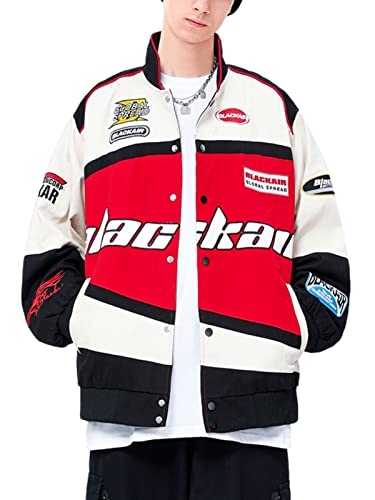 Aelfric Eden Blackair Men's Varsity Jackets Womens Bomber Jackets Vintage Motorcycle Racer Jacket