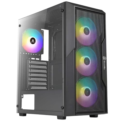 GamerTek Zenith MID Tower ATX Gaming Case – Black, ARGB Fans, Superior Cooling & Design