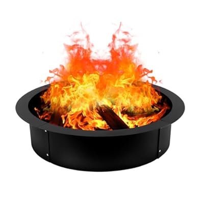 RAILEN Fire Pit Ring 36x30x10 Inch, Smokeless Heavy Duty Solid Steel Fire Pit Liner, Insert DIY Campfire Ring for Camping Outdoors, Backyard Garden