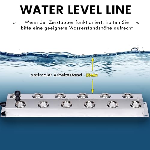 MOGOULUA Nebelmacher 12 Kopf Ultraschall Nebelgerät mit 400W Wasserdichtem Netzteil Schweres 8.5L/H Nebelgerät Innenhof Nebel Luftbefeuchter Teich Nebelgerät für Gartenbau Labor Fabrik Werkstatt