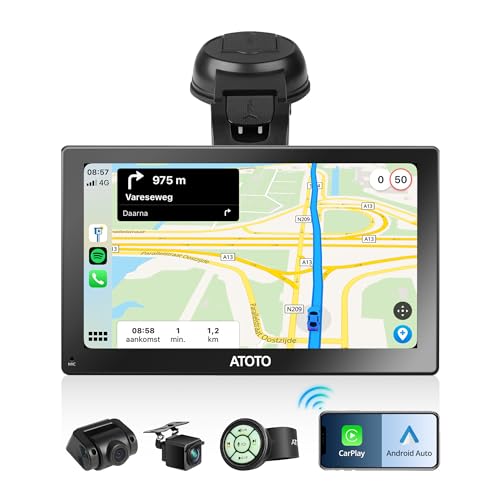 MYATOTO 7" Portable Carplay Screen for Car with Android Auto Wireless, Touchscreen Car Stereo with BT Wi-Fi, 2G/32GB, Multimedia Audio Player with GPS Tracking, MirrorLink