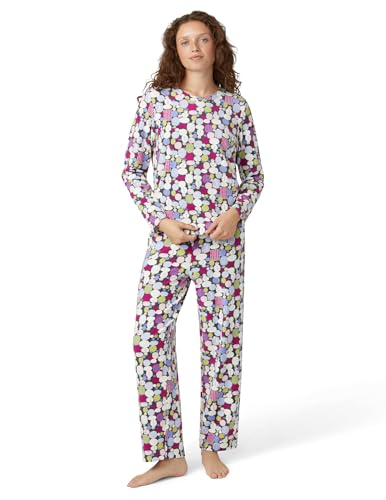 HUE Women's Super Soft Fleece Winter Pajama Gift Set Includes Long Sleeve PJ Top and Pant, Castlerock - Blizzard Buddies, X-Large