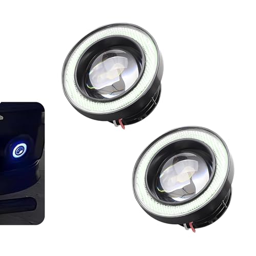 Bawkars 2 PCS Round Fog Lights, Car Angel Eye LED