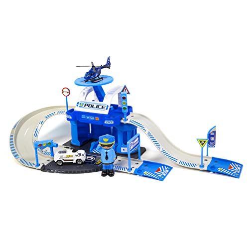 Kidplokio 41Pc Police Station For Toy Cars Playset, Blue, Boys, Ages 3+ #TOP1