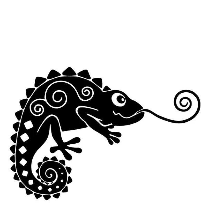 JIFENLI Pegatinas Para Automóviles 17.3Cmx12Cm Camaleón Dibujos Animados Creativo Coche Pegatina Decoración Vinilo Patrón Decorativo Negro/Plata