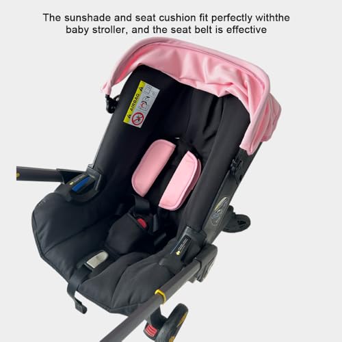 Image of Stroller Accessory Washing Kit Textile Set, Colorful Canopy & Water Resistance Soft Cushion Compatible with DOONA CAR SEAT Strollers (Pink & Black)