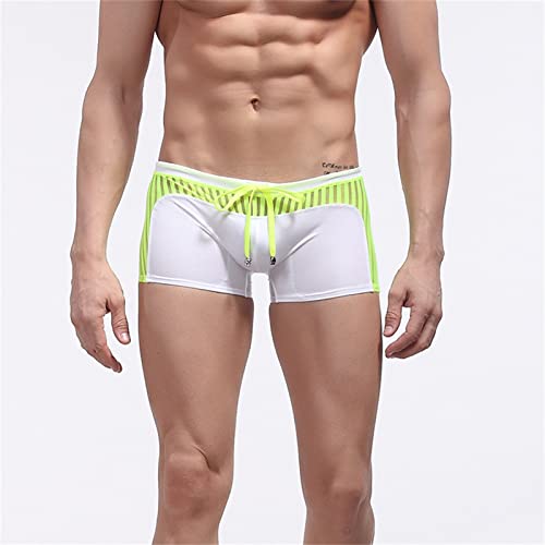 JEShifangjiusu Men'S Swim Trunks Boxers Swimwear Swimming Trunks Drawstring Stripe Bulge Low Waist Boxer Briefs Swimsuit3