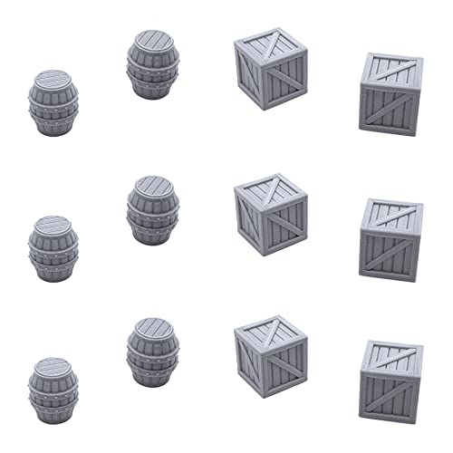 Crates and Barrels, 3D Printed Tabletop RPG Scenery and Wargame Terrain for 32mm Miniatures